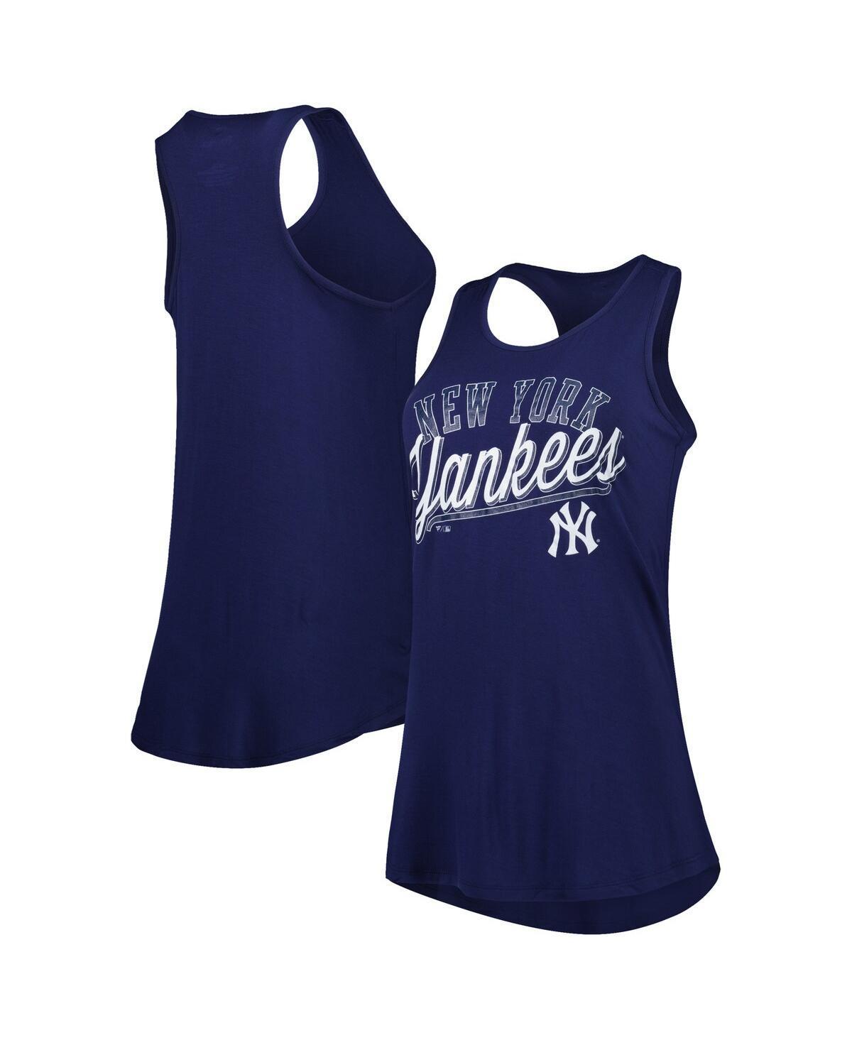 Women's Fanatics Branded Navy New York Yankees Simplicity Swing Racerback Scoop Neck Tank Top, Size: 3XL, Blue Product Image