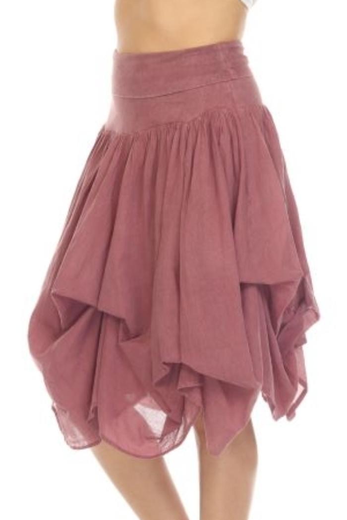 Short Cotton Bubble Skirt in Dark Rose Product Image