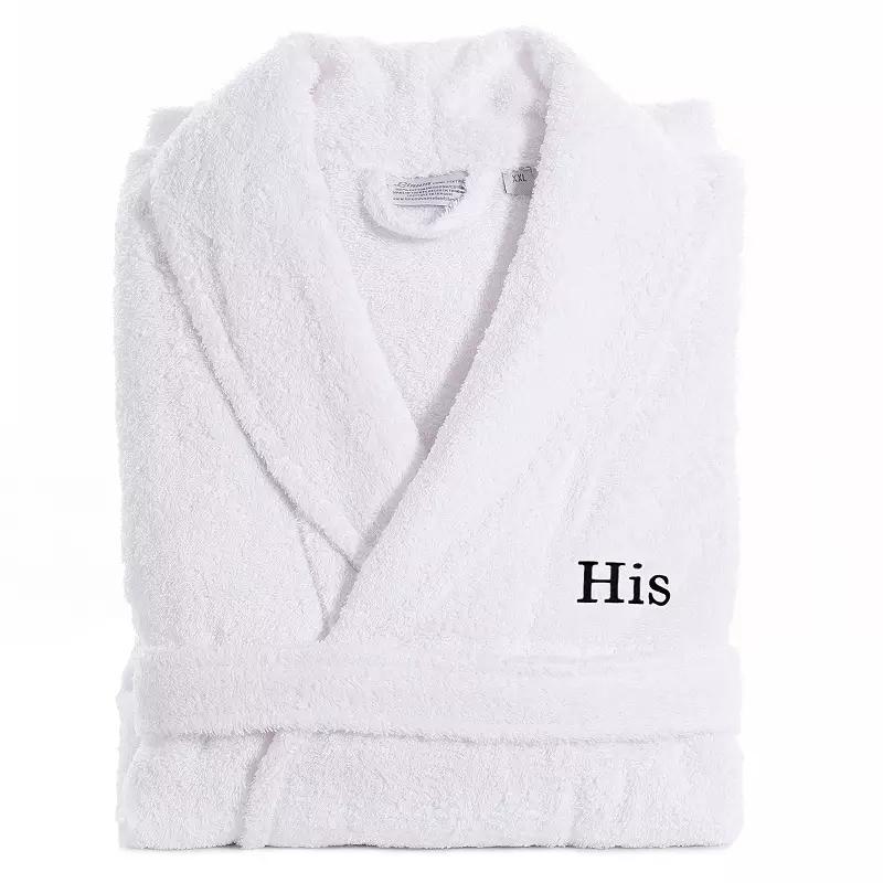 Womens Linum Home Textiles Turkish Cotton Embroidered Cursive Hers Terry Bathrobe Product Image