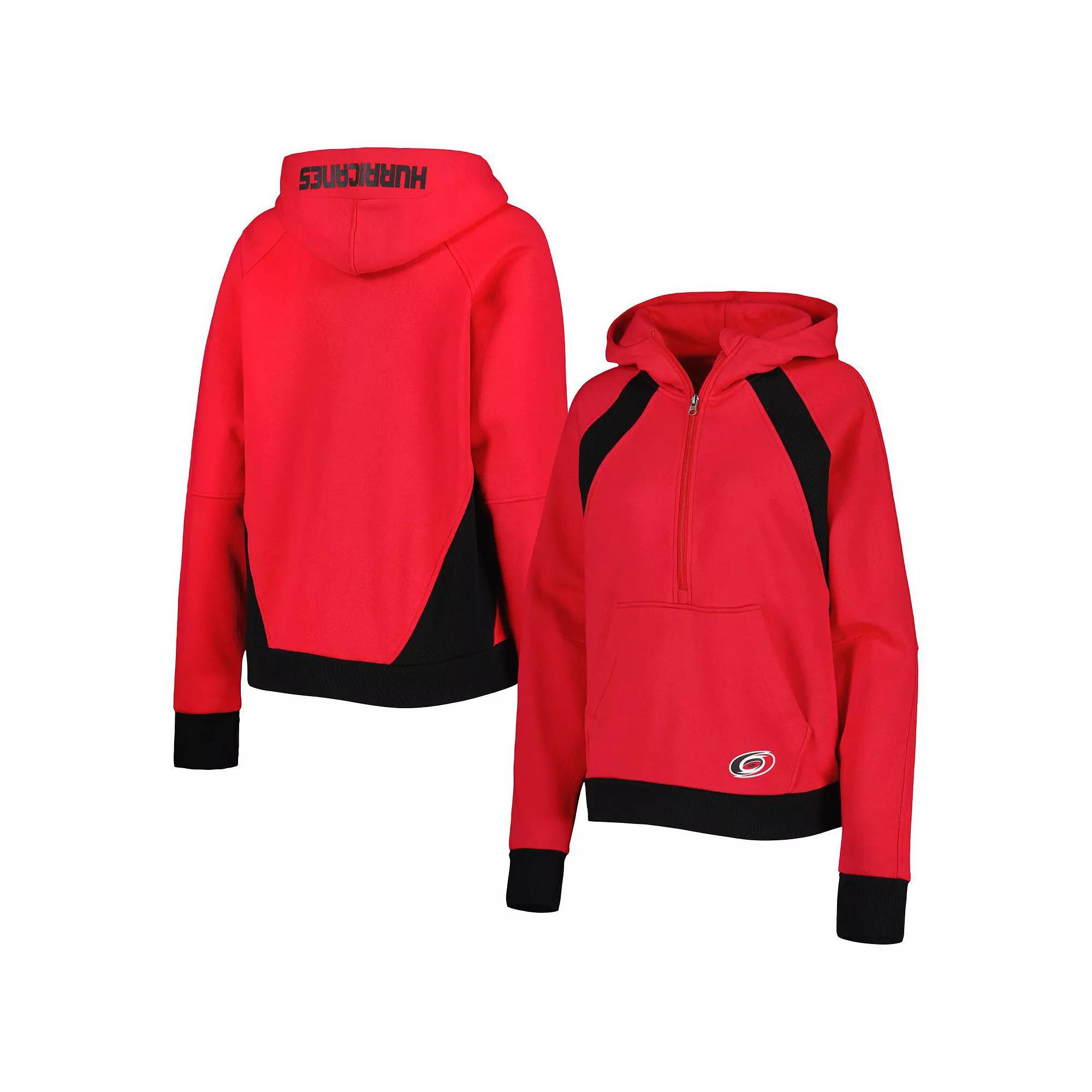 Women's Starter Red Carolina Hurricanes Wishbone Half-Zip Hoodie, Size: Small Product Image