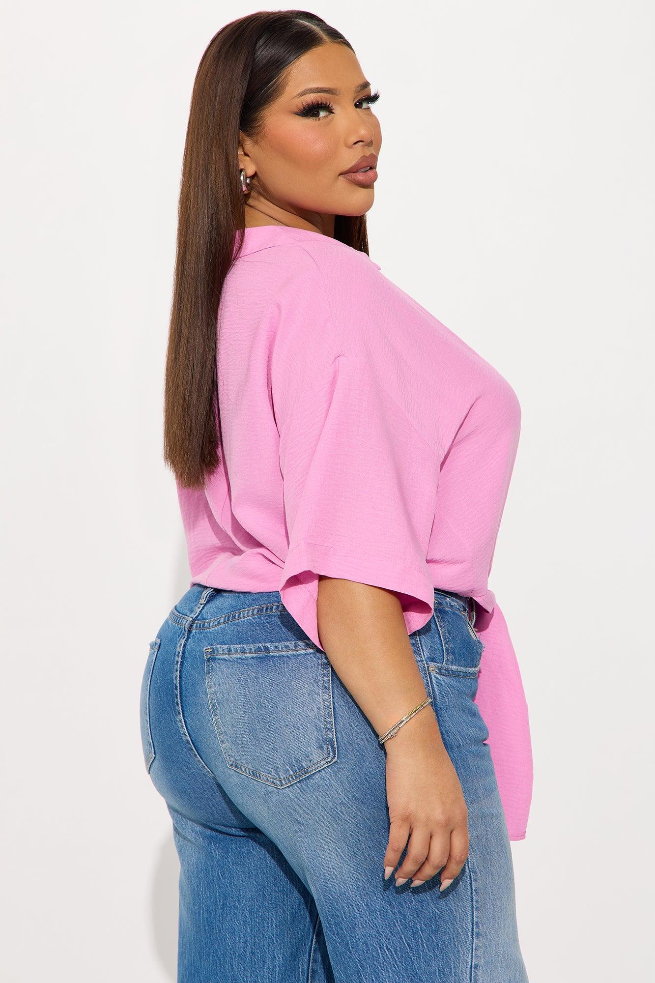 Coastal Vibe Tie Front Top - Pink Product Image