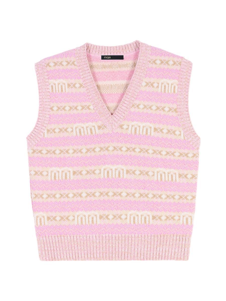 Womens Sleeveless Jacquard Jumper Product Image