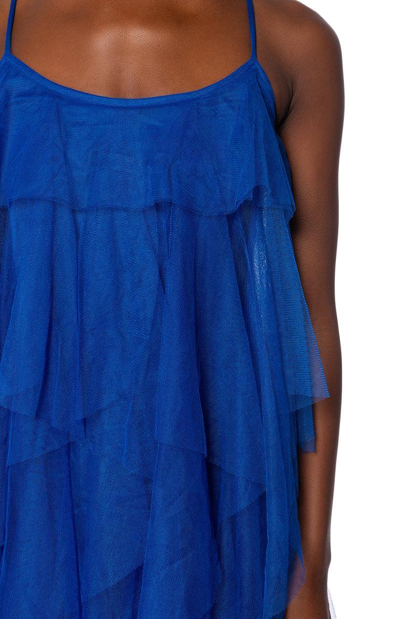 TOP TIER RUFFLE MAXI DRESS ROYAL BLUE Product Image