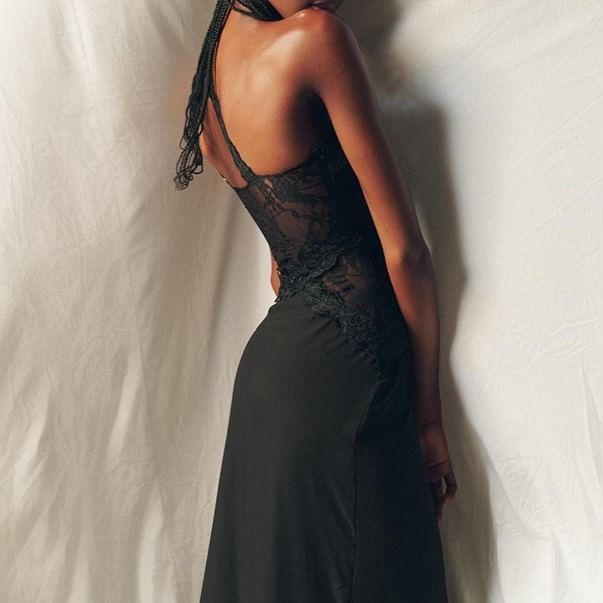 Sleeveless Asymmetrical Lace Bodycon Dress Product Image