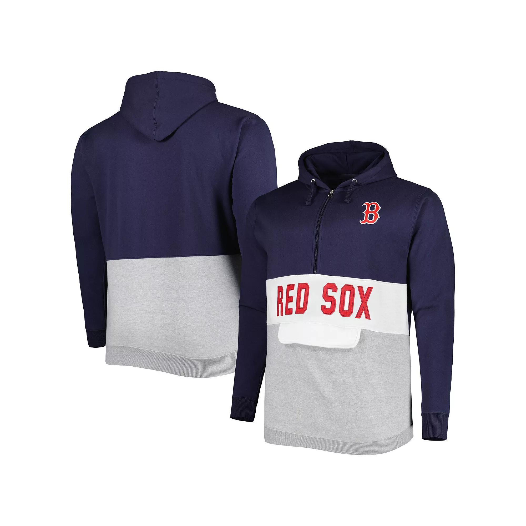 Men's Navy/White Boston Red Sox Big & Tall Fleece Half-Zip Hoodie, Size: 6XB, Blue Product Image