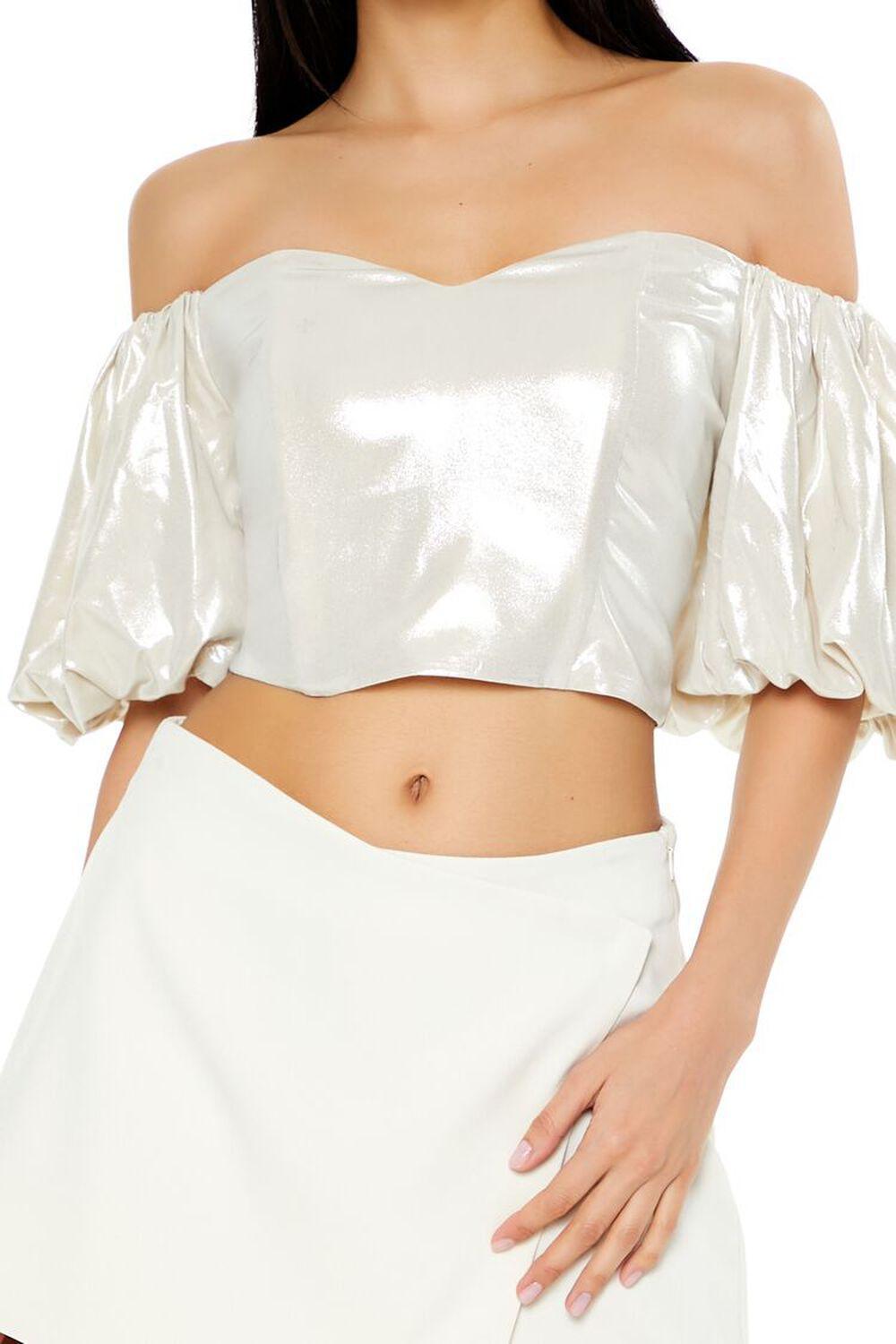 Glitter Off-the-Shoulder Crop Top | Forever 21 Product Image