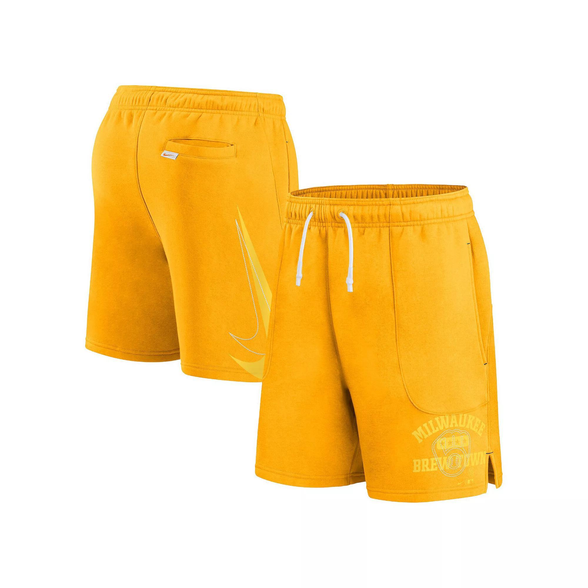 Men's Nike Gold Milwaukee Brewers Statement Ball Game Shorts, Size: Small Product Image