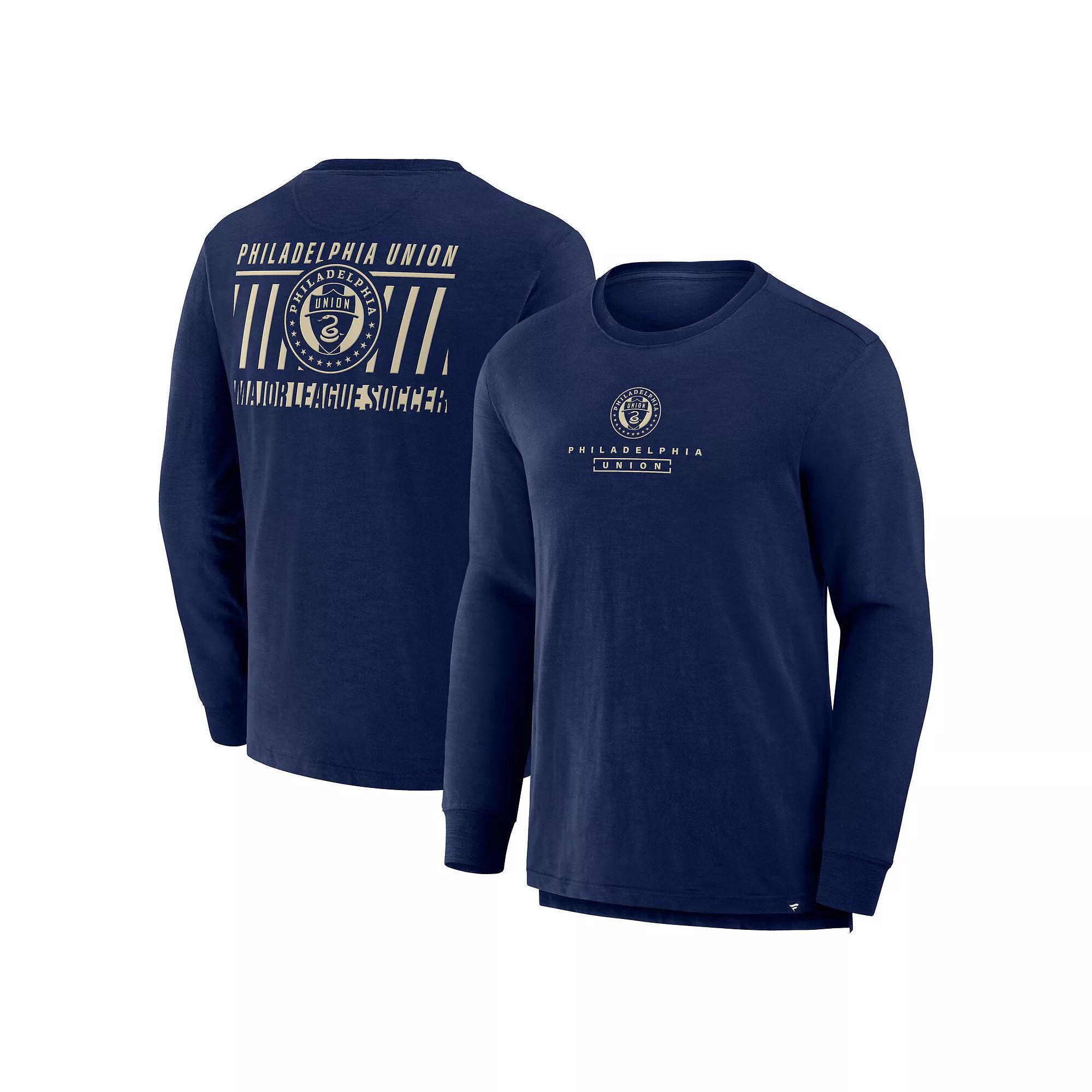 Men's Fanatics Navy Philadelphia Union Lob Attempt Stadium Slub Long Sleeve T-Shirt, Size: 3XL, Uni Blue Product Image