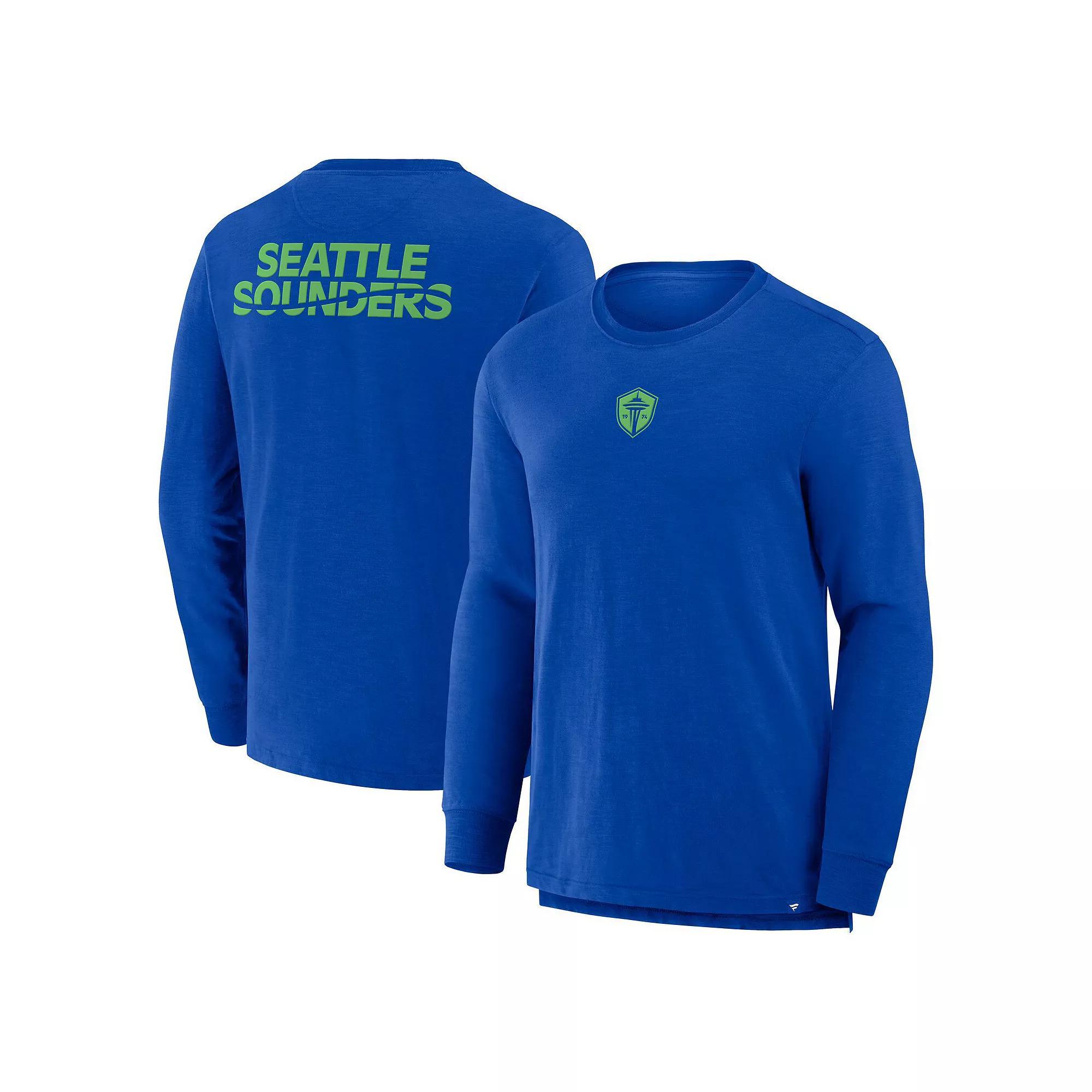 Men's Fanatics Blue Seattle Sounders FC Lob Attempt Stadium Slub Long Sleeve T-Shirt, Size: Medium Product Image