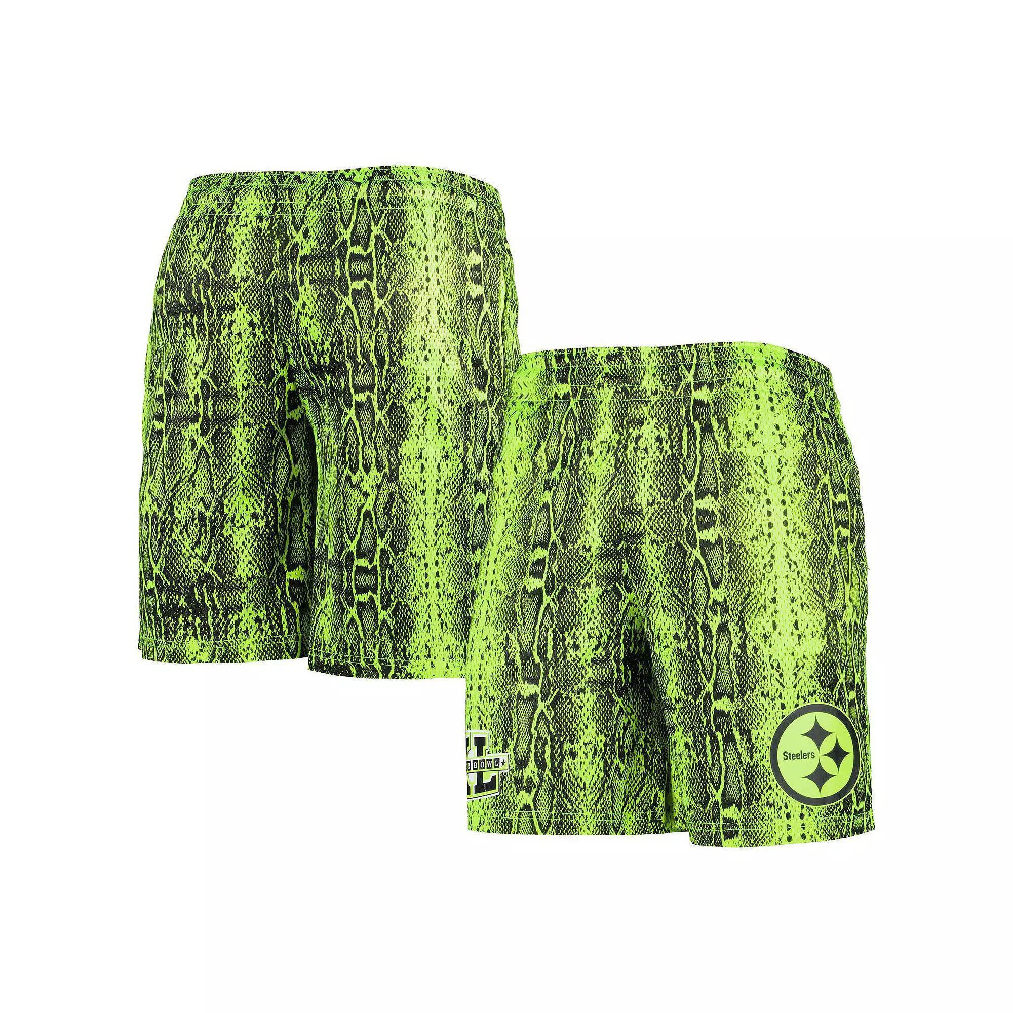 Mens New Era Neon Green Pittsburgh Steelers Summer Pop Shorts Product Image