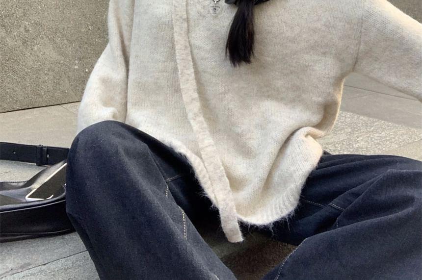 V-Neck Plain Sweater Product Image