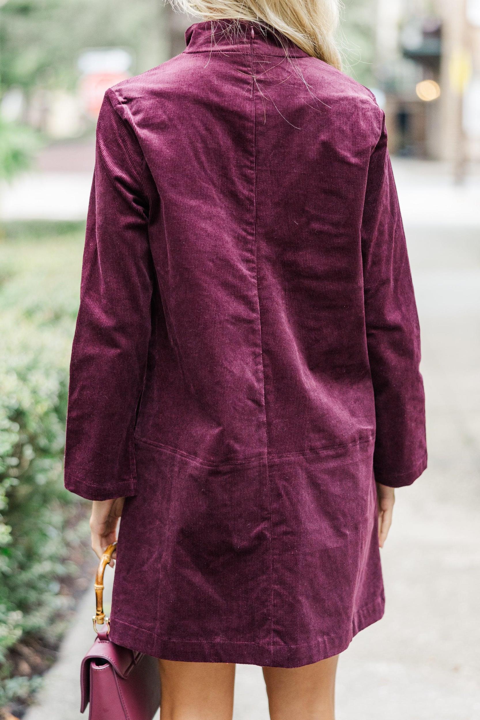 Make It Count Plum Purple Corduroy Dress Female Product Image
