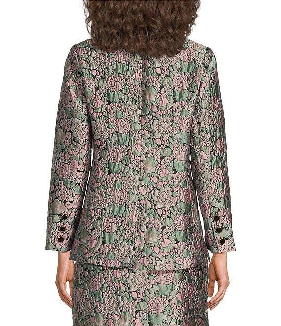Abbey Glass Calvin Floral Jacquard Notch Lapel Long Sleeve Button Front Double Breasted Coordinating Blazer Product Image