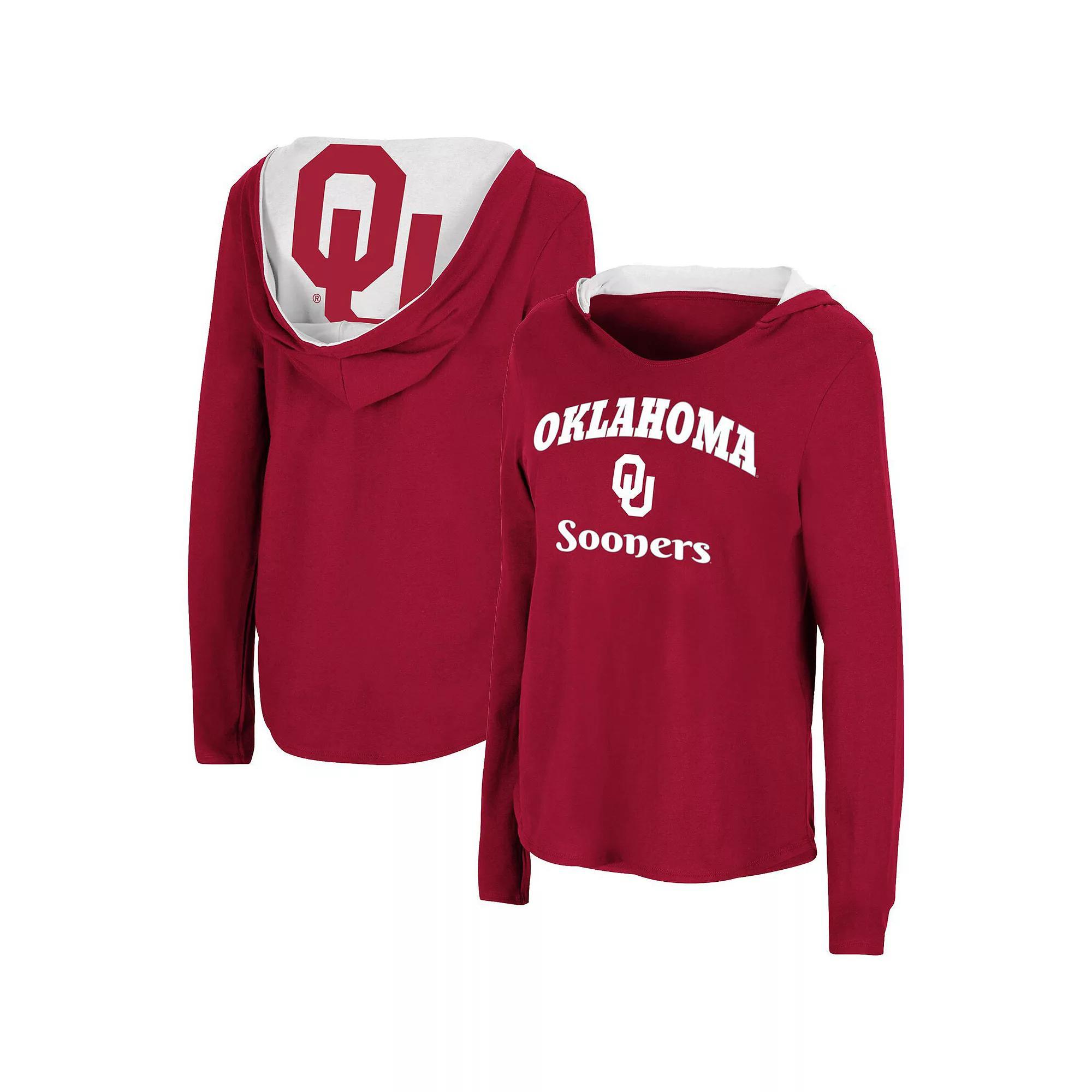 Womens Colosseum Crimson Oklahoma Sooners Catalina Hoodie Long Sleeve T-Shirt Product Image