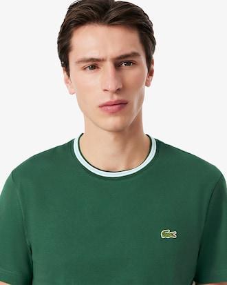 Men's Regular Fit Ribbed Collar Cotton T-Shirt Product Image
