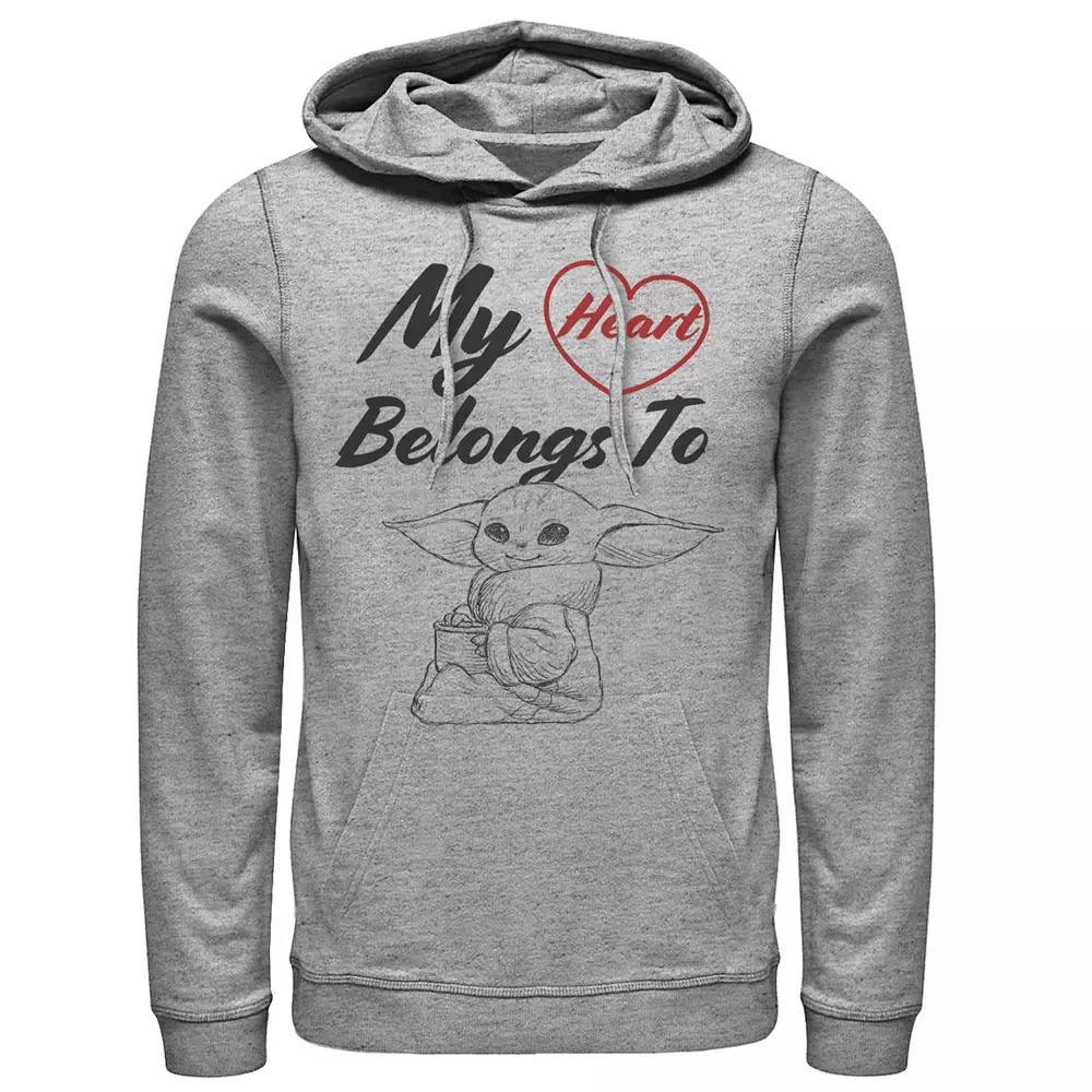 Men's Star Wars The Mandalorian The Child My Heart Belongs To Hoodie, Size: Small, Athletic Grey Product Image