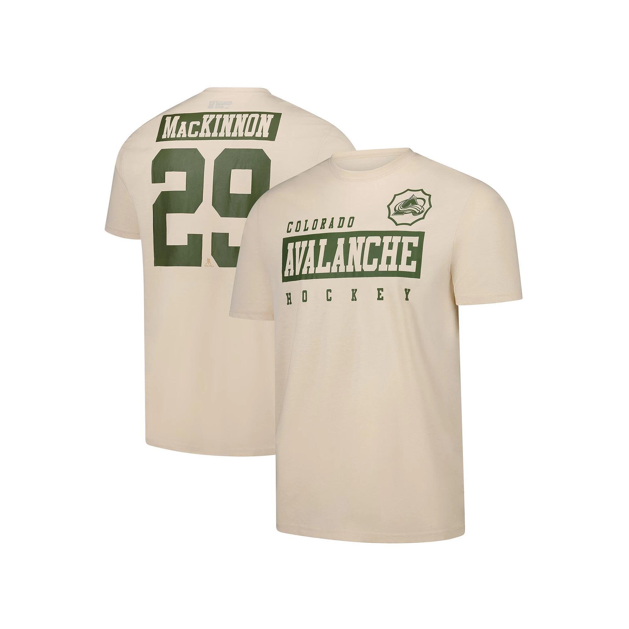 Men's Levelwear Nathan MacKinnon Khaki Colorado Avalanche 2024 NHL Military Appreciation Richmond Delta Player Name & Number T-Shirt, Size: Small, Beig K Product Image