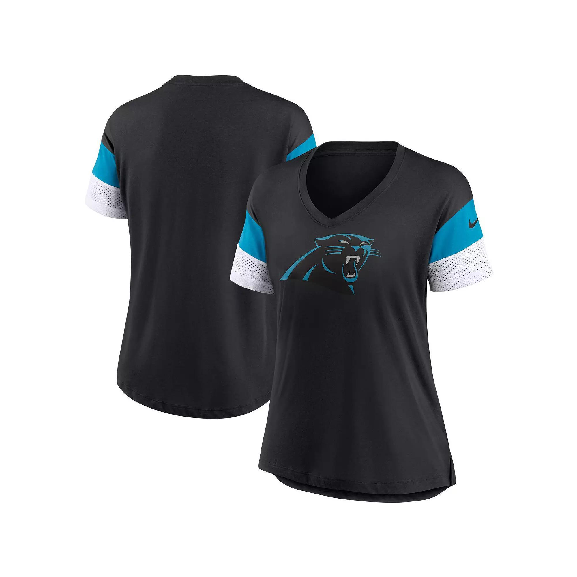 Womens Nike Carolina Panthers Team Logo Fashion Performance Tri-Blend V-Neck T-Shirt Product Image