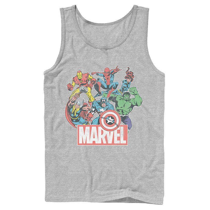 Men's Marvel Avengers Team Retro Comic Vintage Tank Top, Size: Large, White Product Image