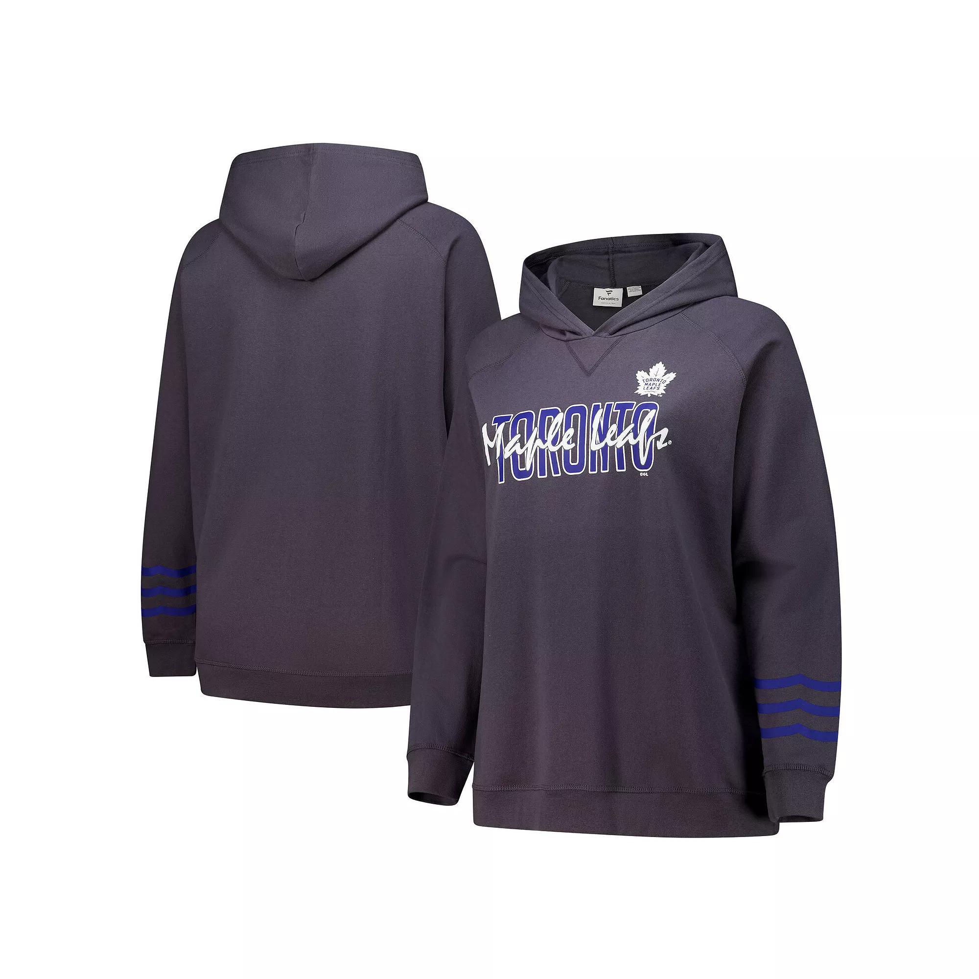 Women's Fanatics Charcoal Toronto Maple Leafs Plus Size Lightweight Fleece Pullover Hoodie, Size: 2XL, Mpl Charco Product Image