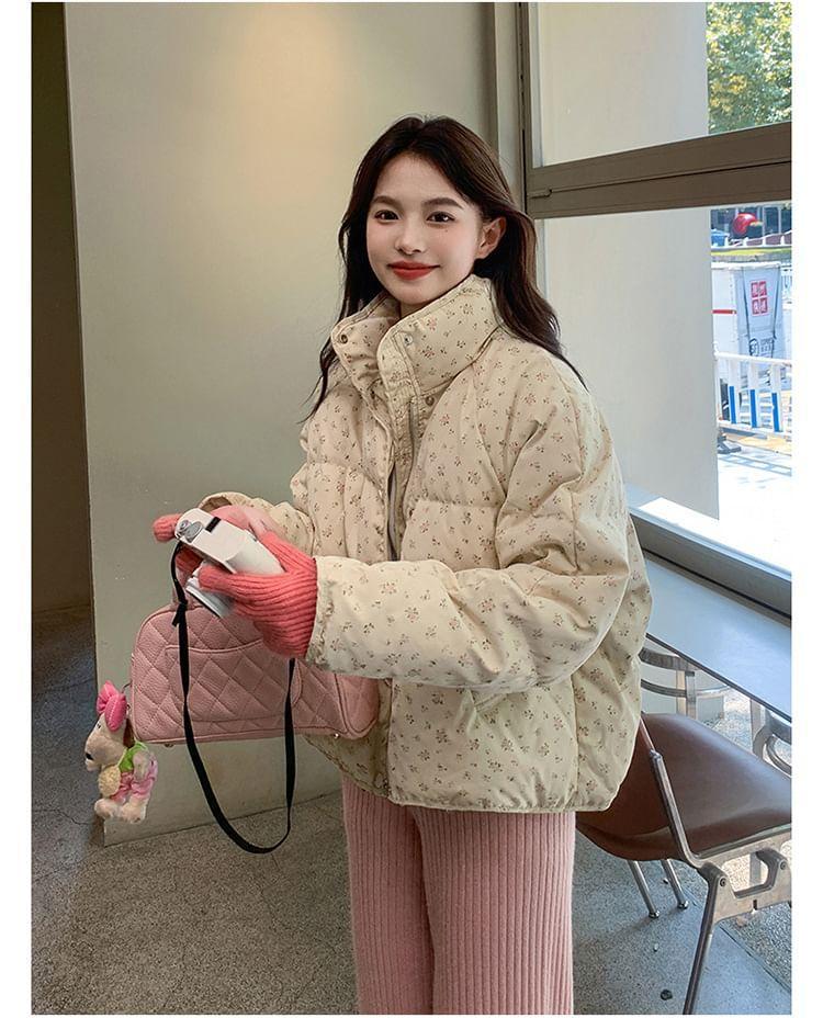 Floral Print Padded Zip Jacket Product Image