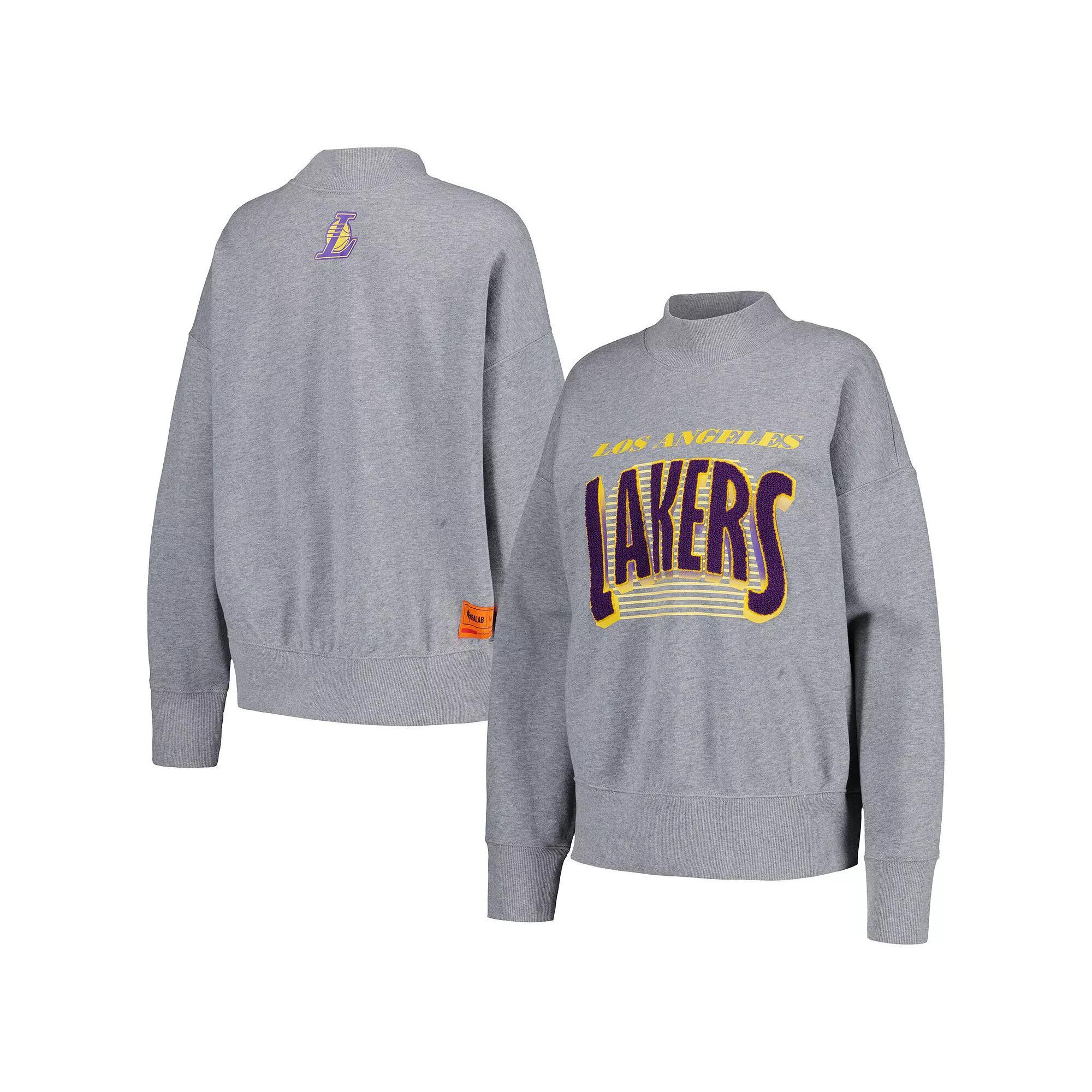 Women's Qore Gray Los Angeles Lakers Oversized Cozy Mock Neck Pullover Sweatshirt, Size: Small/Medium, Grey Product Image