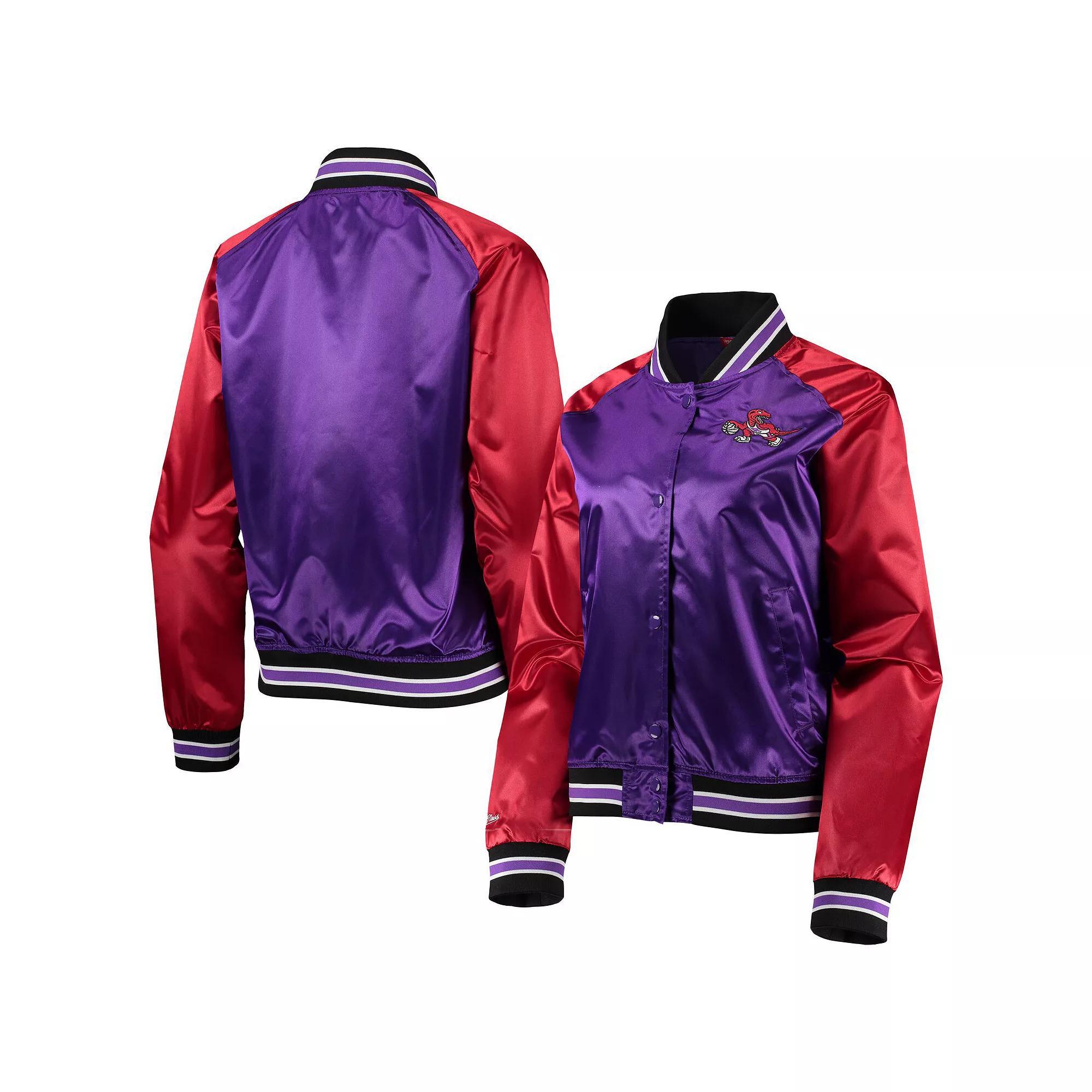 Women's Mitchell & Ness Purple Toronto Raptors Hardwood Classics Raglan Satin Full-Snap Jacket, Size: Medium, Rpt Purple Product Image