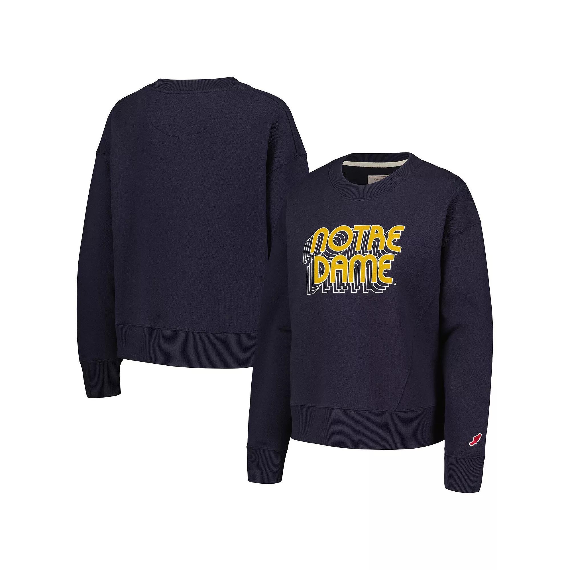 Women's League Collegiate Wear Navy Notre Dame Fighting Irish Boxy Pullover Sweatshirt, Size: Large, Blue Product Image