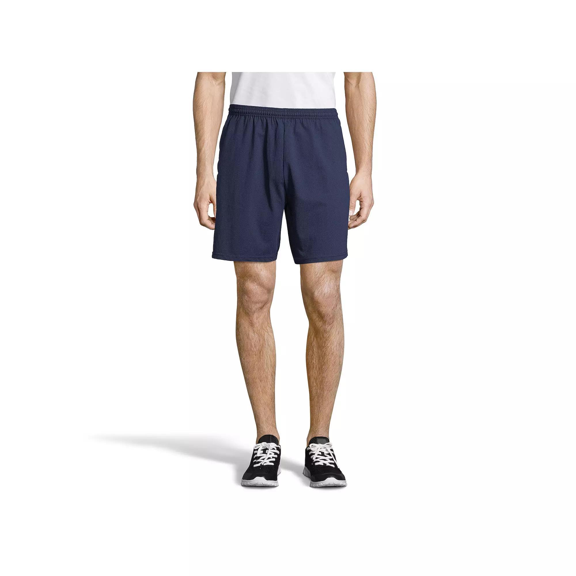 Mens Hanes ComfortSoft Jersey Pocket Shorts Grey Heather Product Image