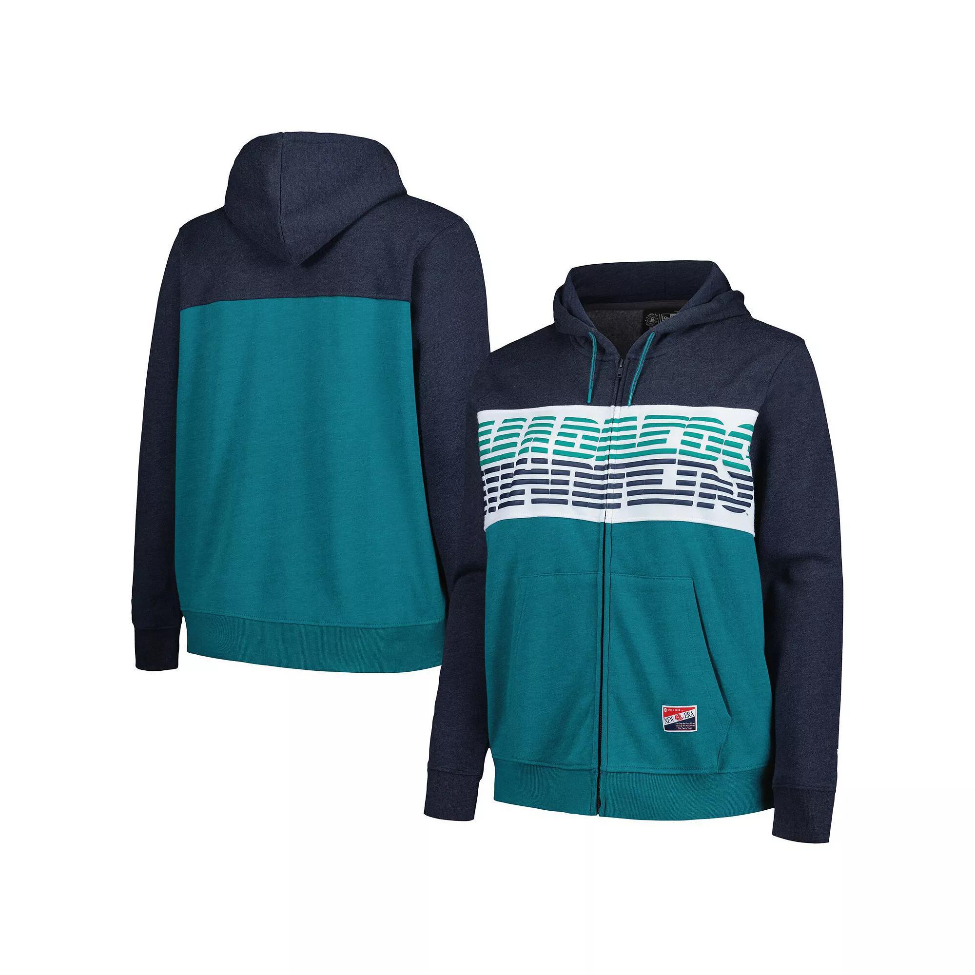 Women's New Era Aqua Seattle Mariners Plus Size Color Block Full-Zip Hoodie, Size: 1XL, Turquoise A Product Image