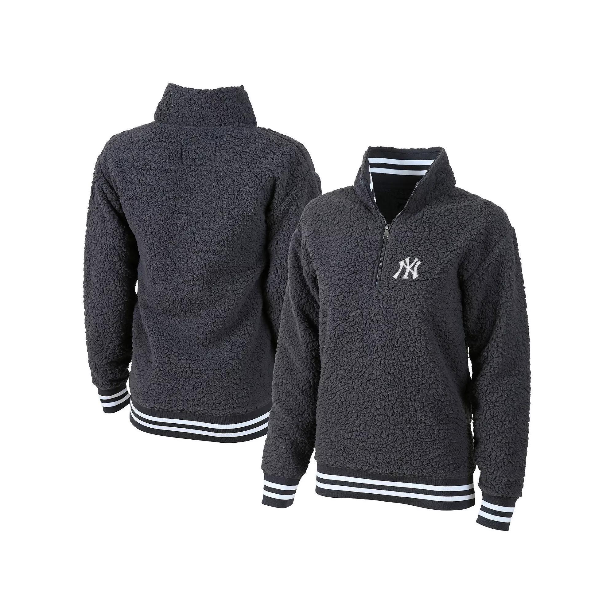 Women's G-III 4Her by Carl Banks Gray New York Yankees Play Action Sherpa Fleece Quarter-Zip Jacket, Size: XL, Grey Product Image