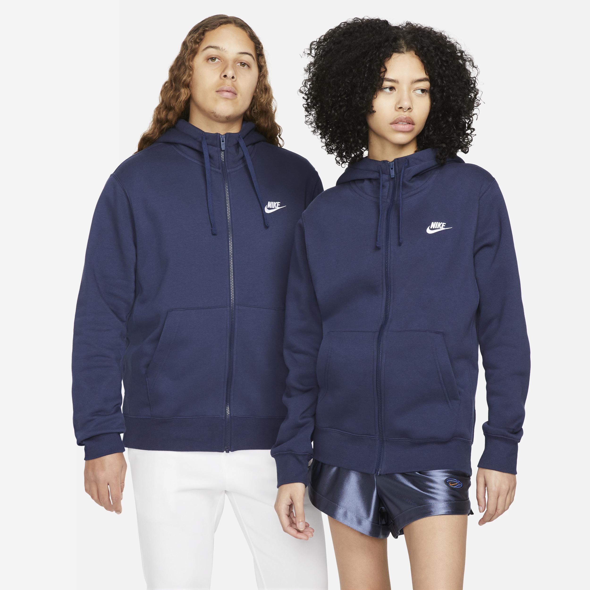 Mens Nike Sportswear Club Fleece Full-Zip Hoodie Black Navy White Product Image