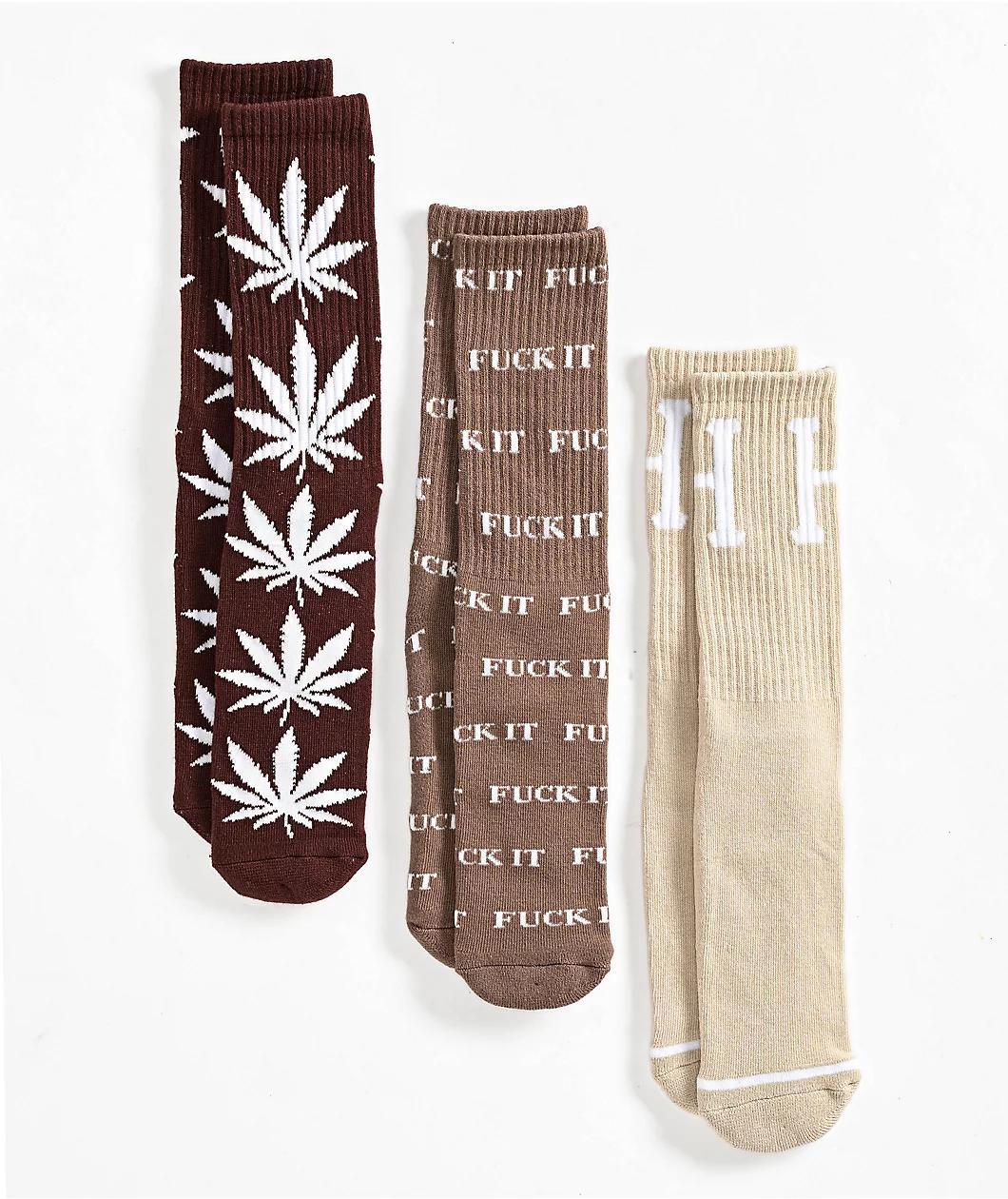 HUF Variety 3 Pack Natural Crew Socks Product Image