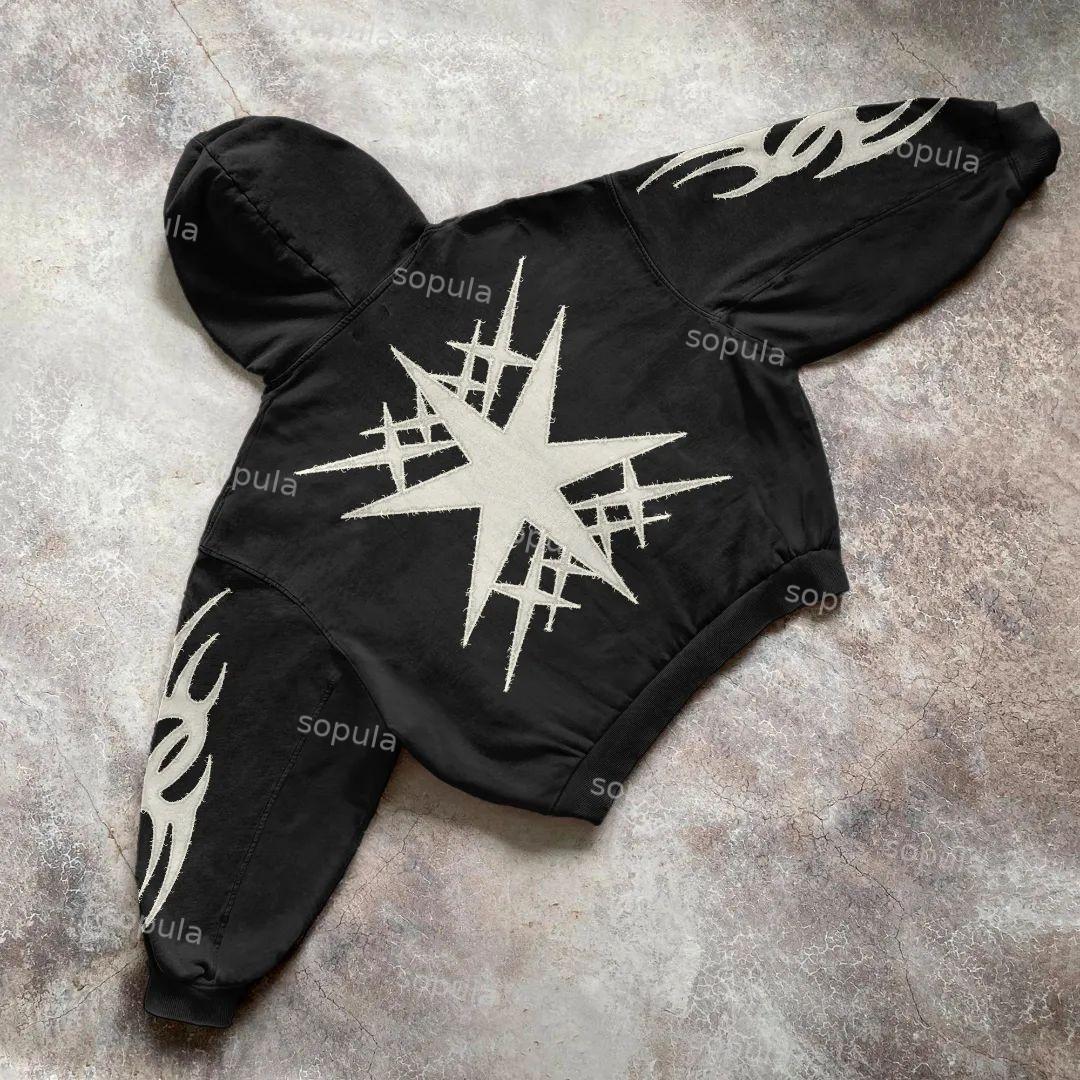 Sopula Vintage Graphics Print Acid Washed Oversized Hoodie Product Image