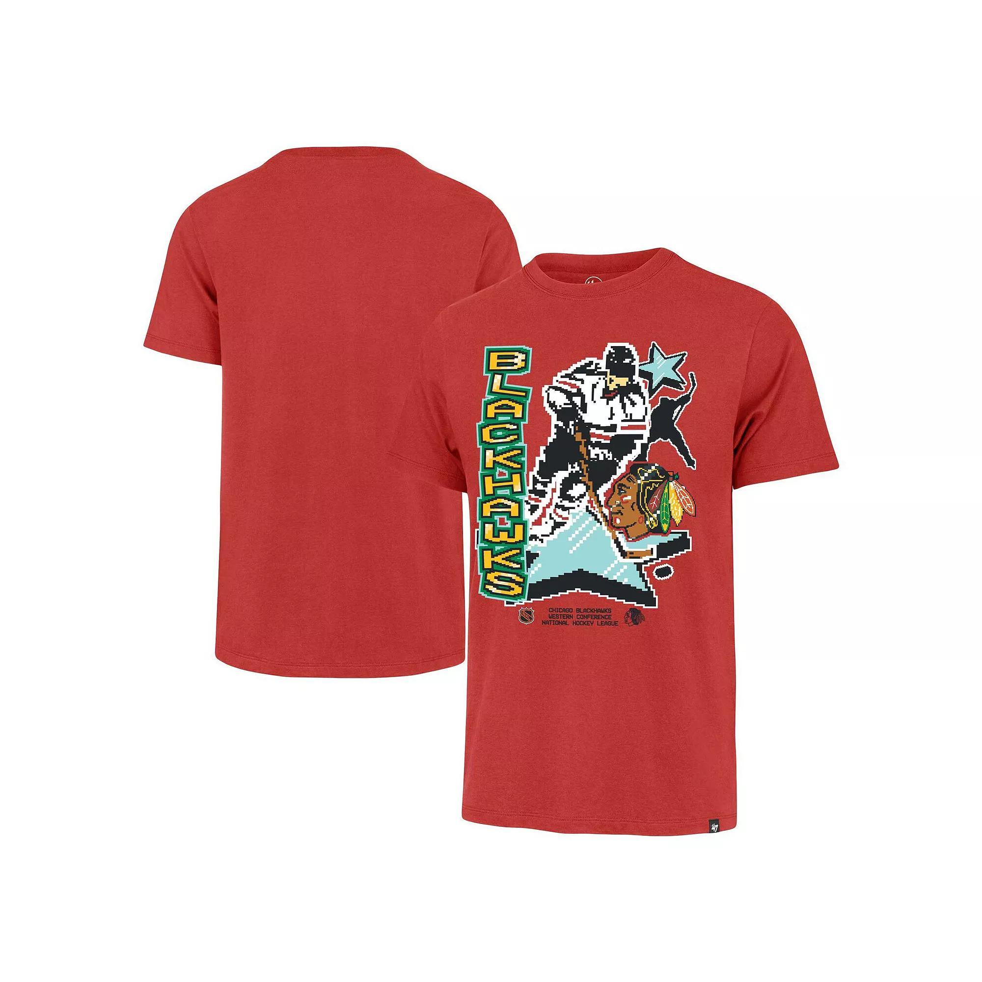 Men's '47 Red Chicago Blackhawks Lamp Lighter Franklin T-Shirt, Size: 2XL Product Image