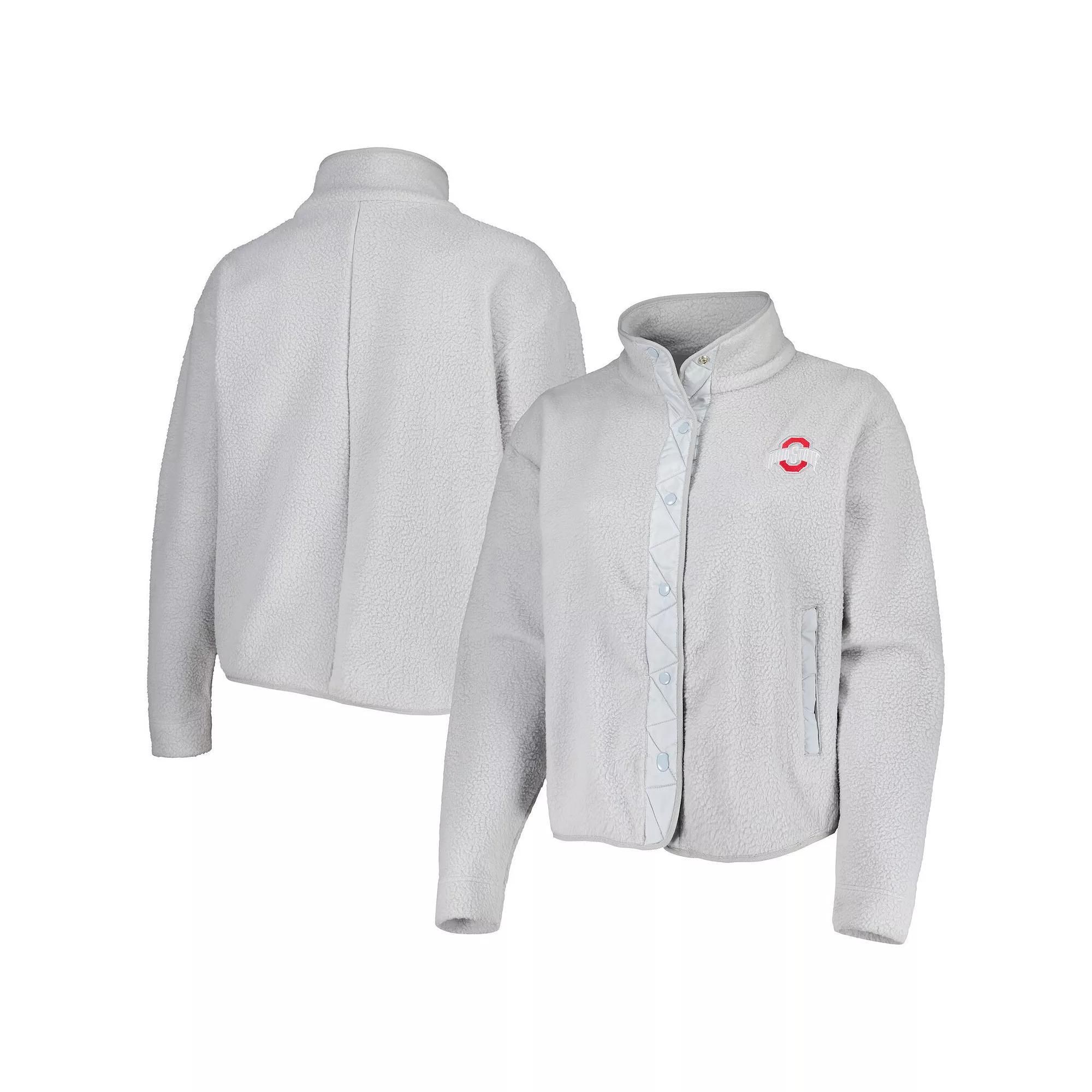 Womens Gray Ohio State Buckeyes Wheelhouse Sherpa Full-Snap Jacket Product Image