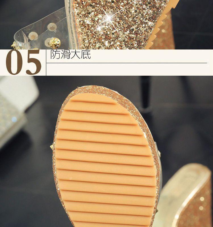 Glittered Wedge Slide Sandals Product Image