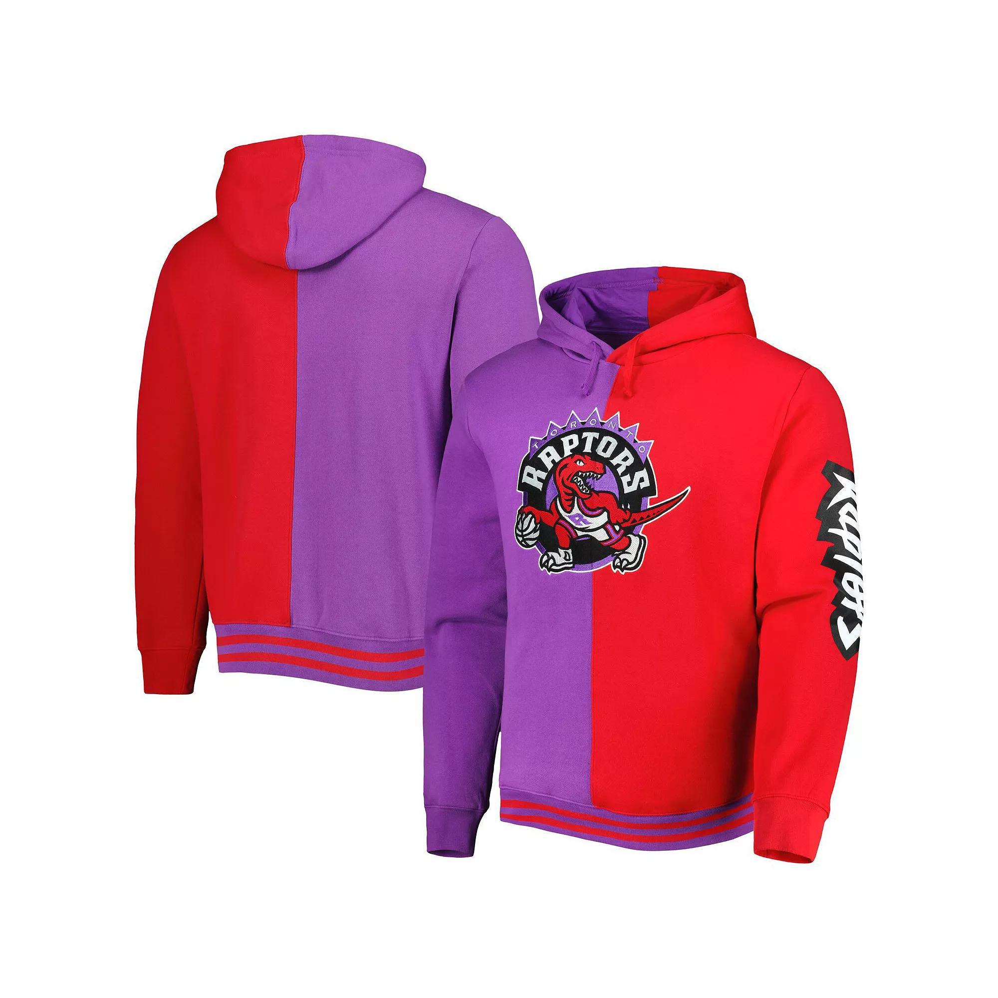 Men's Mitchell & Ness Purple/Red Toronto Raptors Hardwood Classics Split Pullover Hoodie, Size: 3XL, Rpt Purple Product Image