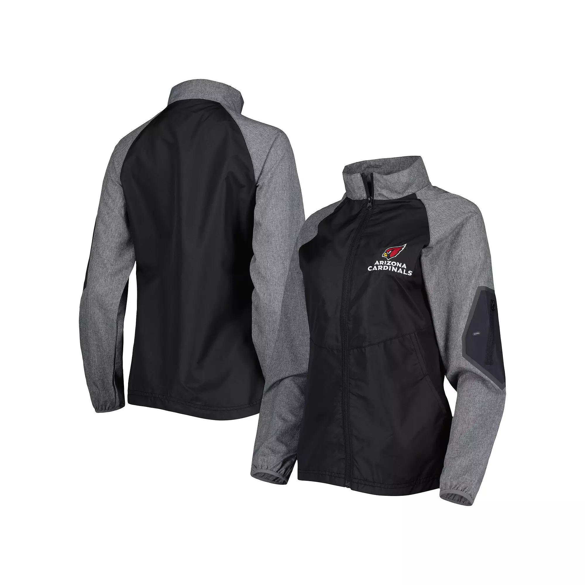 Women's Dunbrooke Black/Gray Arizona Cardinals Hurricane Raglan Full-Zip Windbreaker, Size: 2XL Product Image