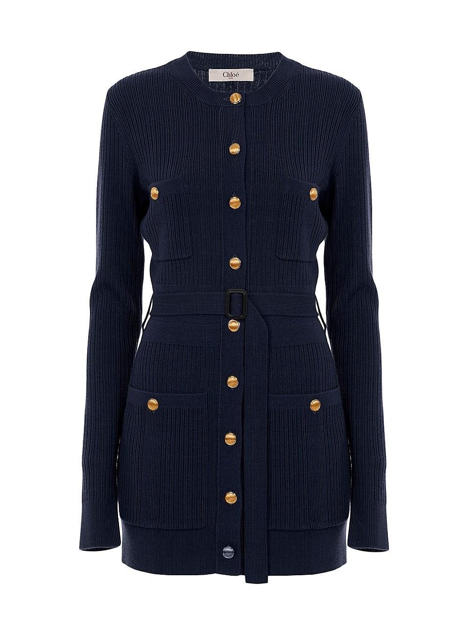 Womens Wool-Blend Button-Front Minidress Product Image