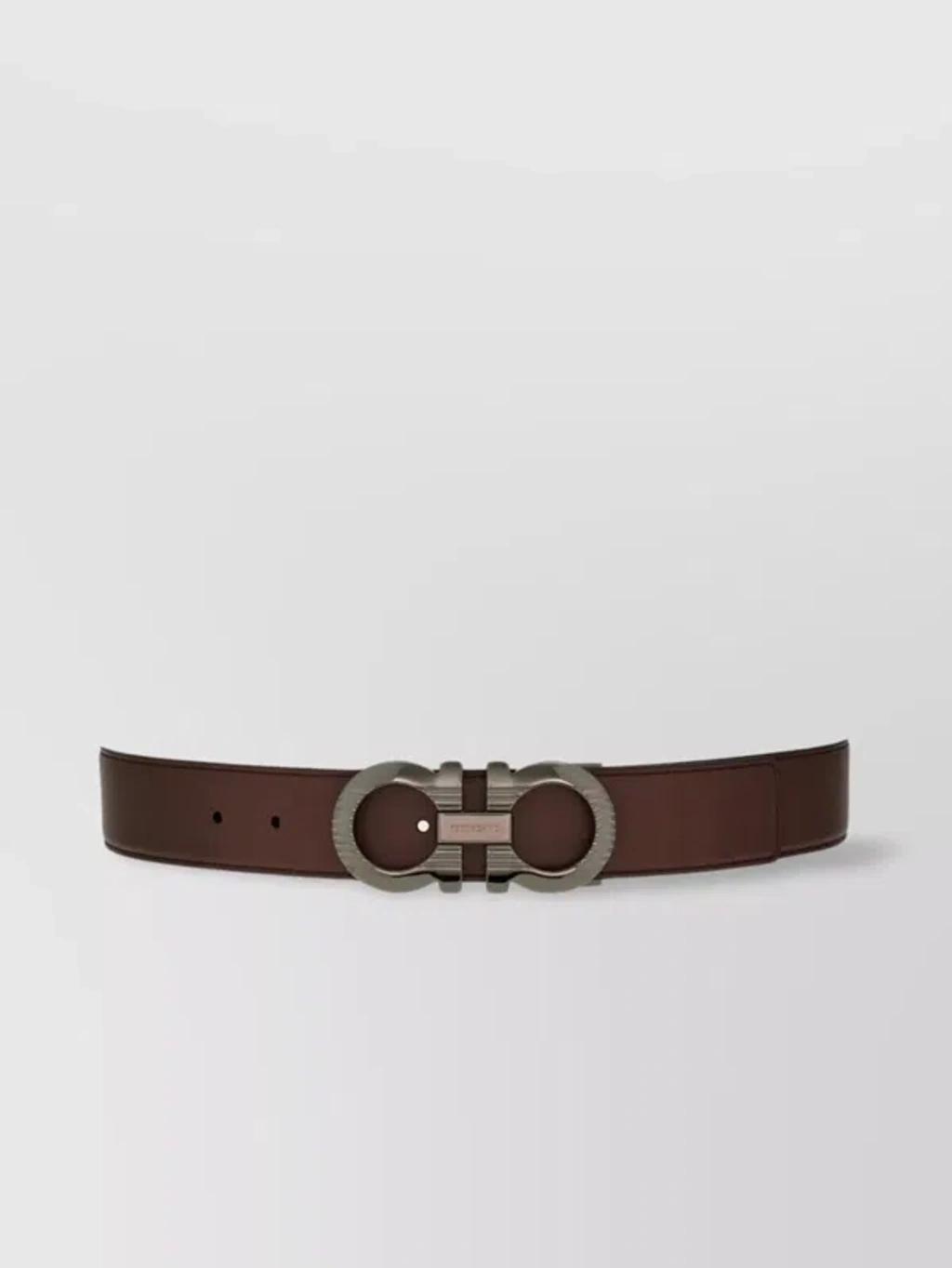 Gancini-buckle reversible leather belt Product Image