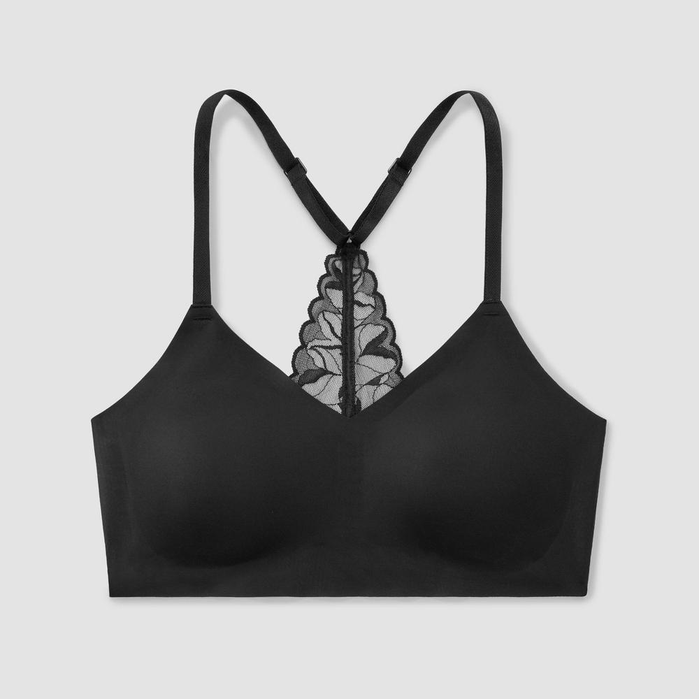 True & Co. Women's Everybody Lace Racerback Bralette - Black M: Wireless, Light Support, Adjustable Straps Product Image