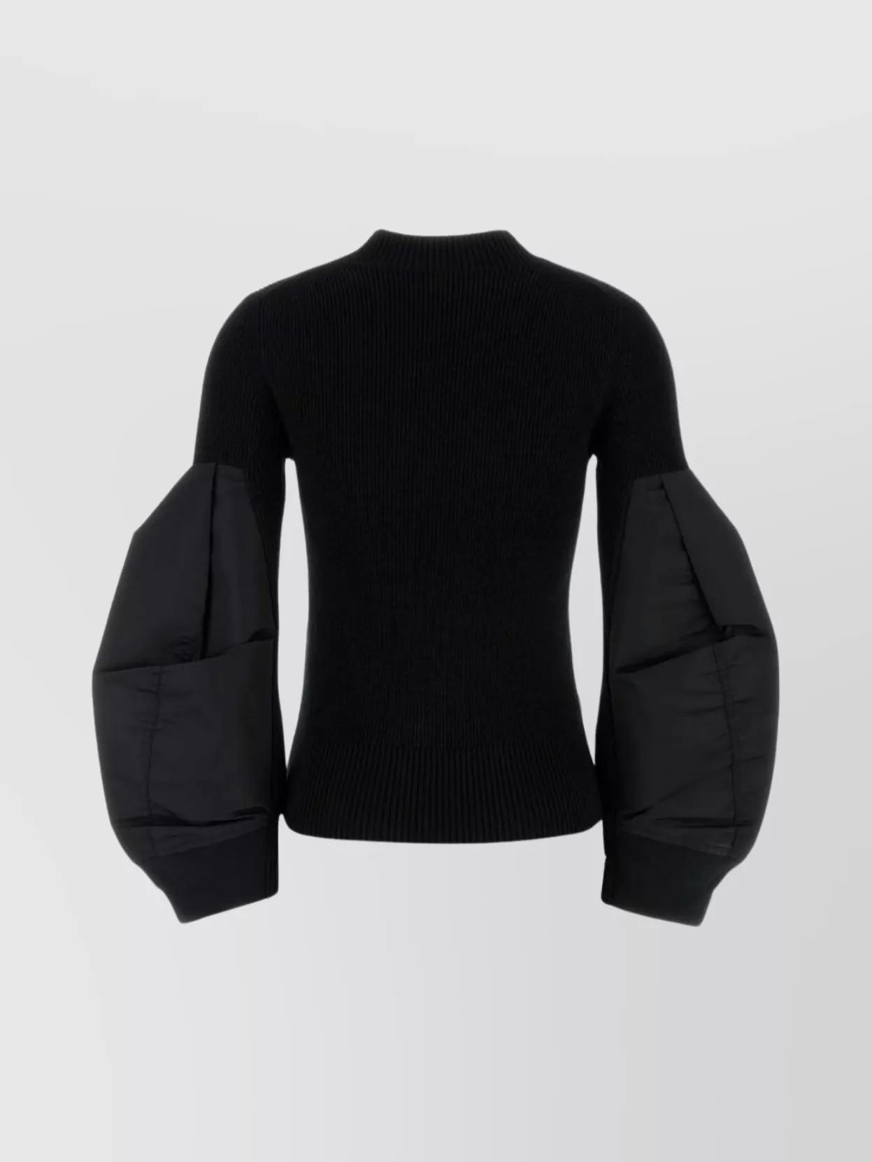 SACAI Sweater Cotton Blend Balloon Sleeves In Black Product Image