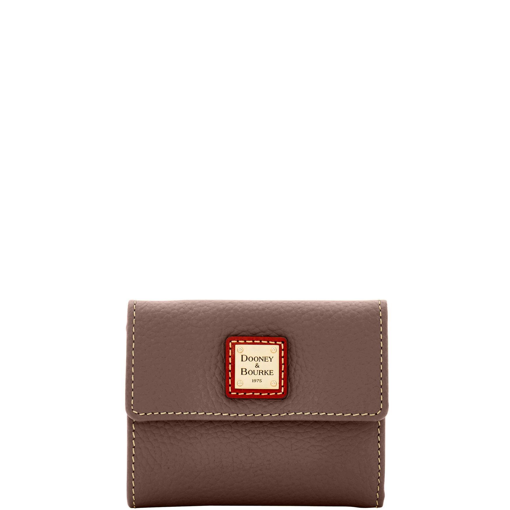 Dooney & Bourke Womens Pebble Grain Small Flap Credit Card Leather Wallet in Elephant Product Image