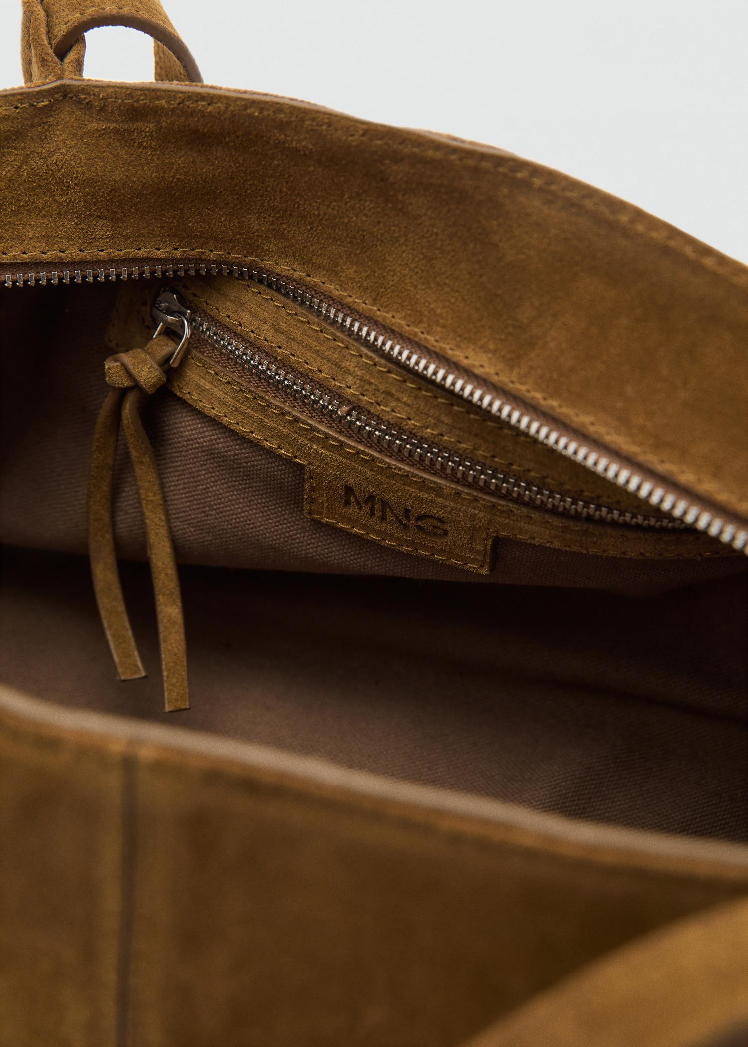 Double handle suede bag - Women | MANGO USA Product Image