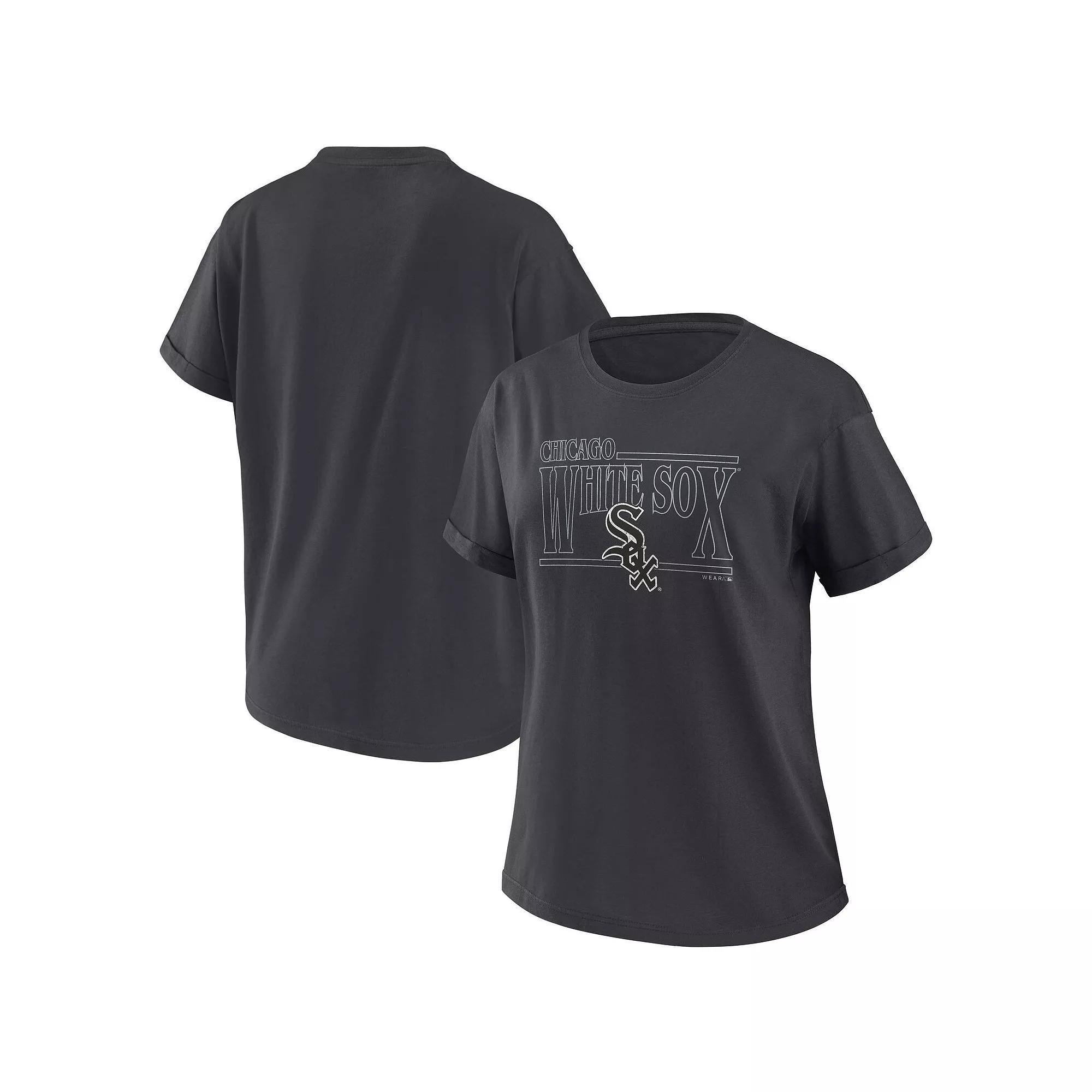 Women's WEAR by Erin Andrews Charcoal Chicago White Sox Oversized Boyfriend T-Shirt, Size: Small Product Image