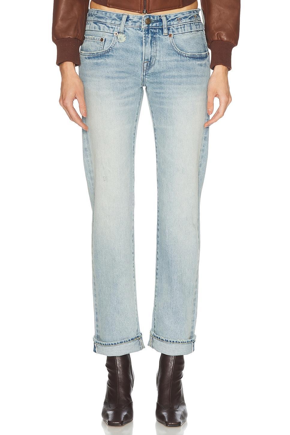 R13 Cuffed Boy Straight Leg in Blue Product Image