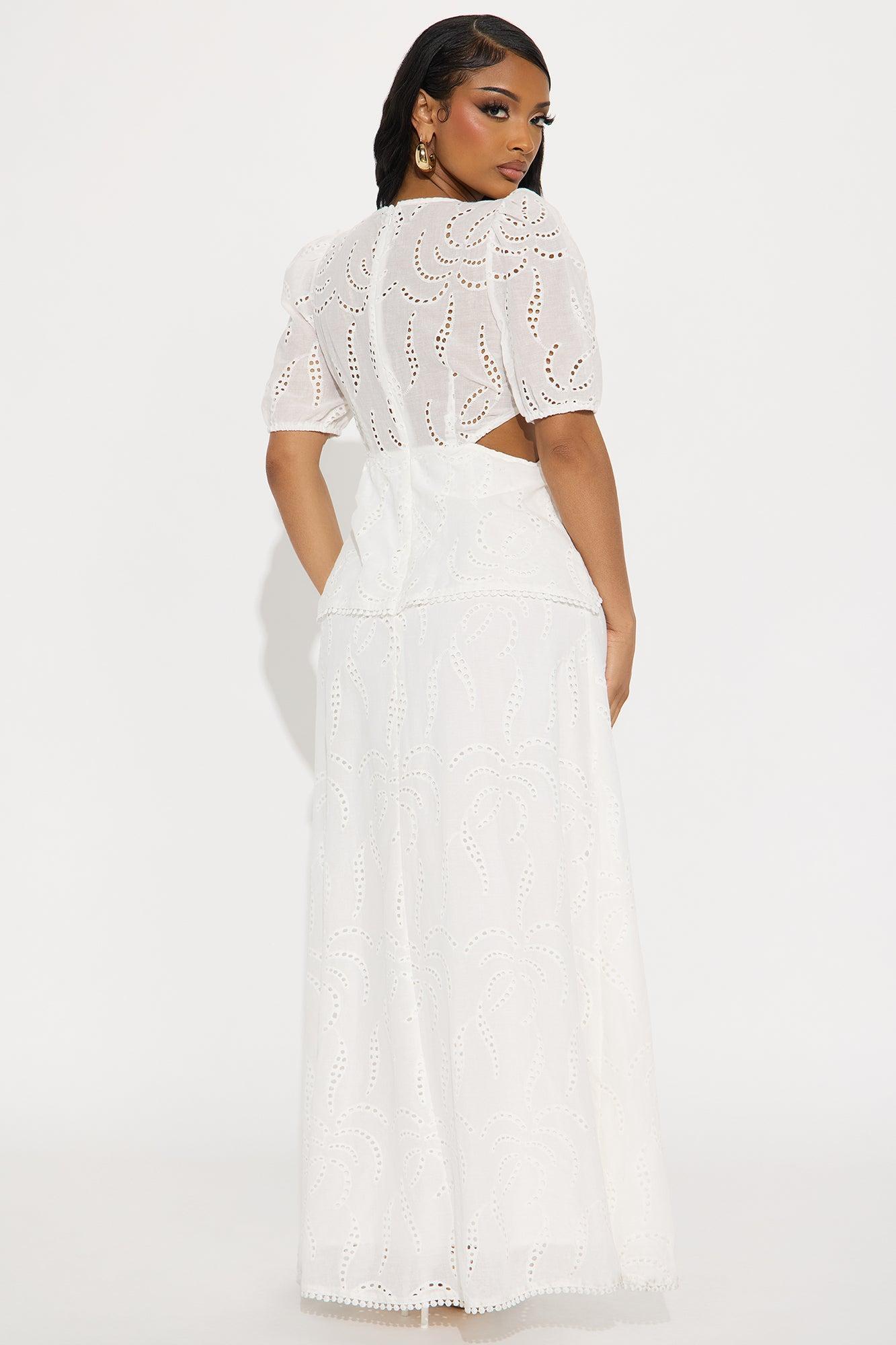 Hallie Eyelet Maxi Dress - White Product Image