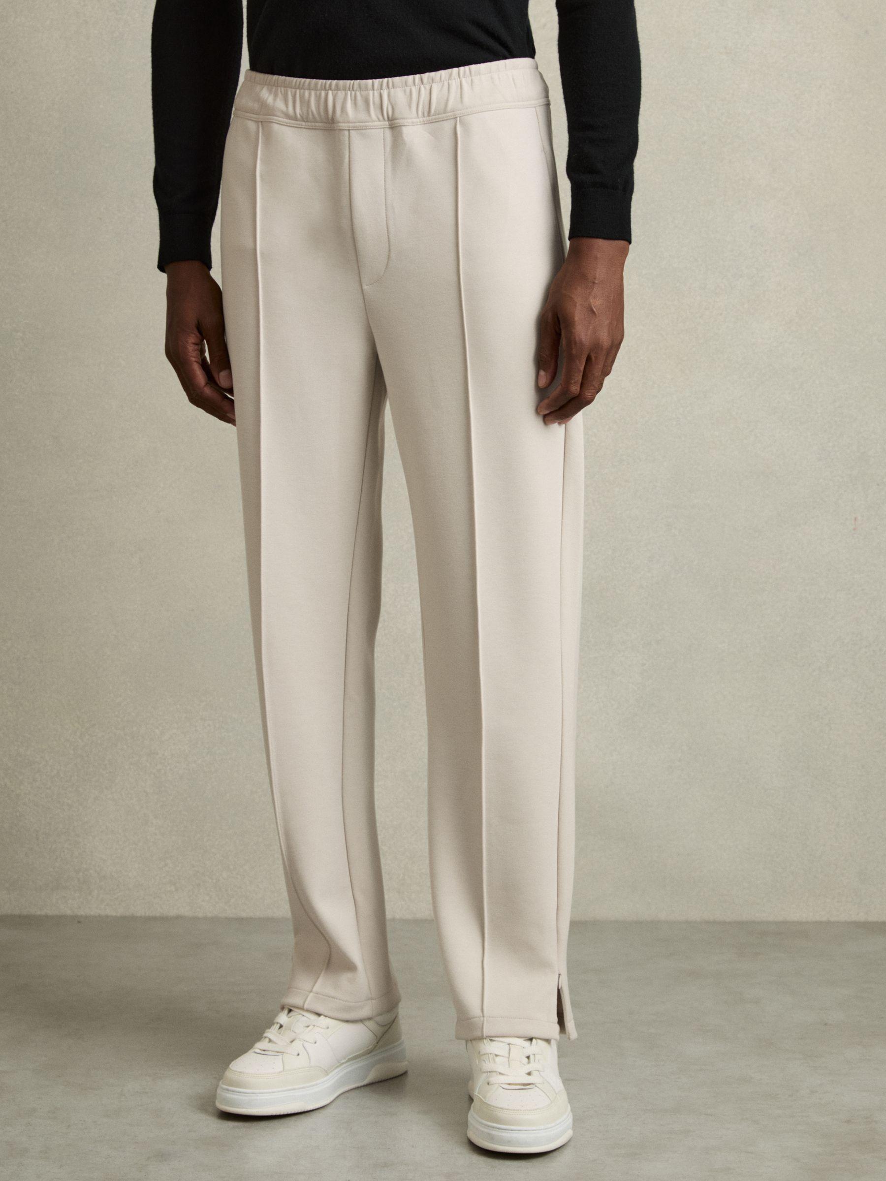 Interlock Drawstring Straight-Leg Trousers in Off White Product Image