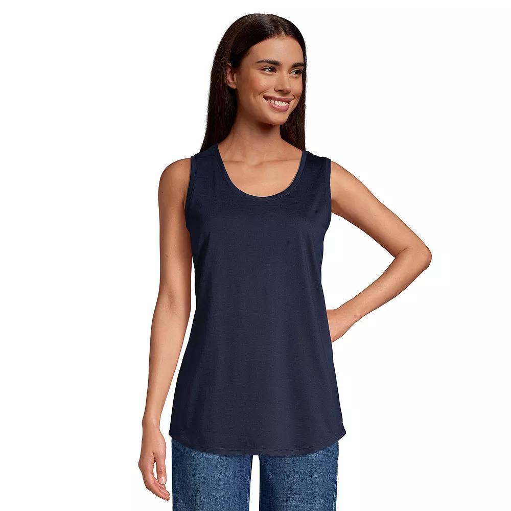 Women's Lands' End Supima Cotton Scoopneck Tunic Tank Top, Size: Small Petite, Black Product Image